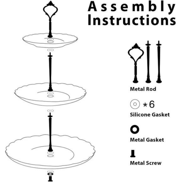 3Tiered Serving Stand-Silver Serving Tray for Parties-Round Platter for Cupcakes - Picture 6 of 7